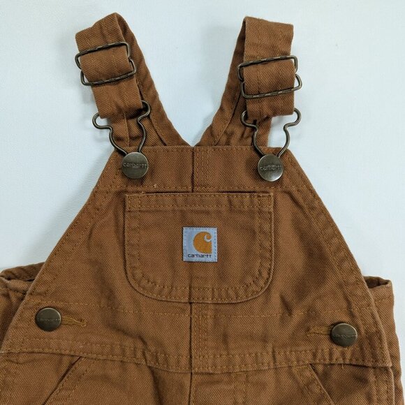 Carhartt Baby Bib Overalls Tan Duck Canvas Size 3 Months - Picture 4 of 5